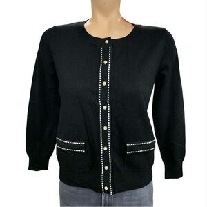 Chic Black Women's Cardigan with Button Detail Size XS